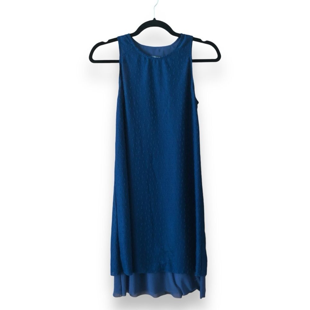 Oiselle Rabbit Mesh Layered Mini Dress Blue Size 4 Athleisure Sporty Summer